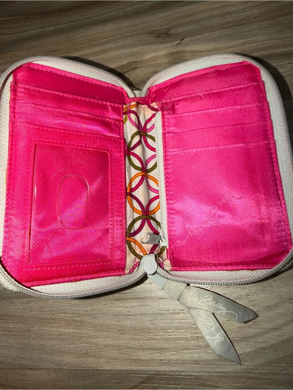 Vera Bradley Pink Orange Floral Quilted Wristlet Wallet